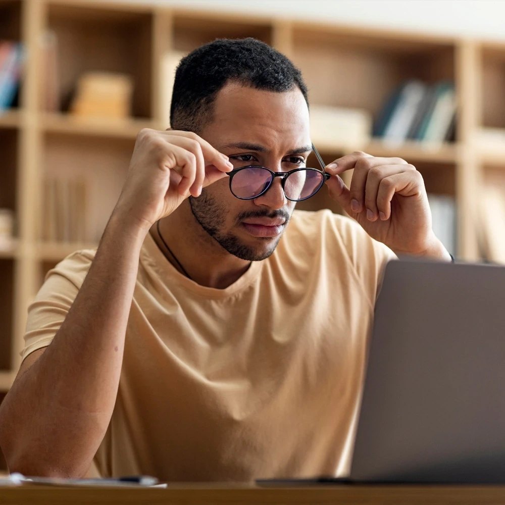 Reading with glasses